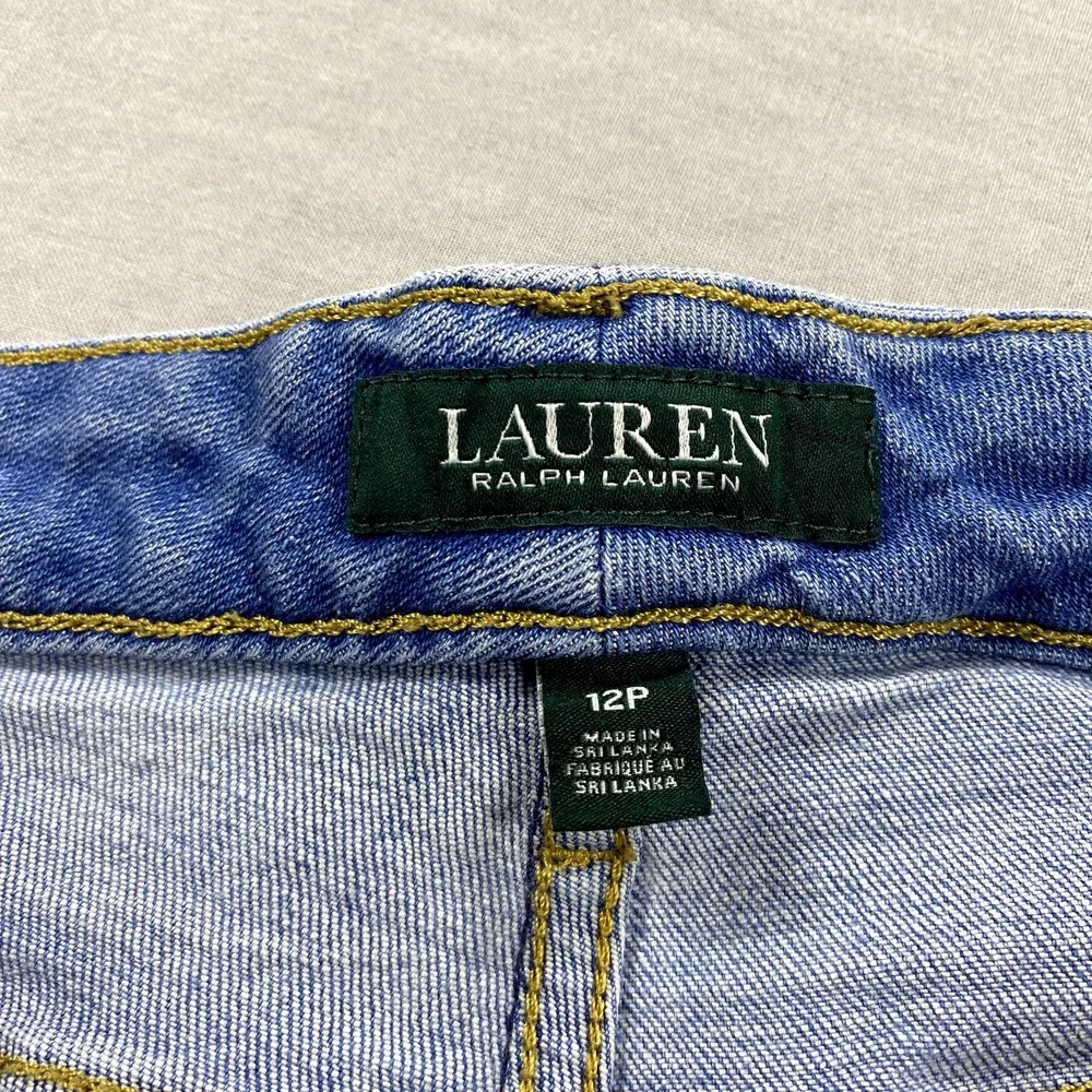 Lauren Ralph Lauren LRL Jeans Womens 12P Blue Denim Crop Straight High‎ Rise
